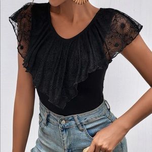 Boho lace detail blouse